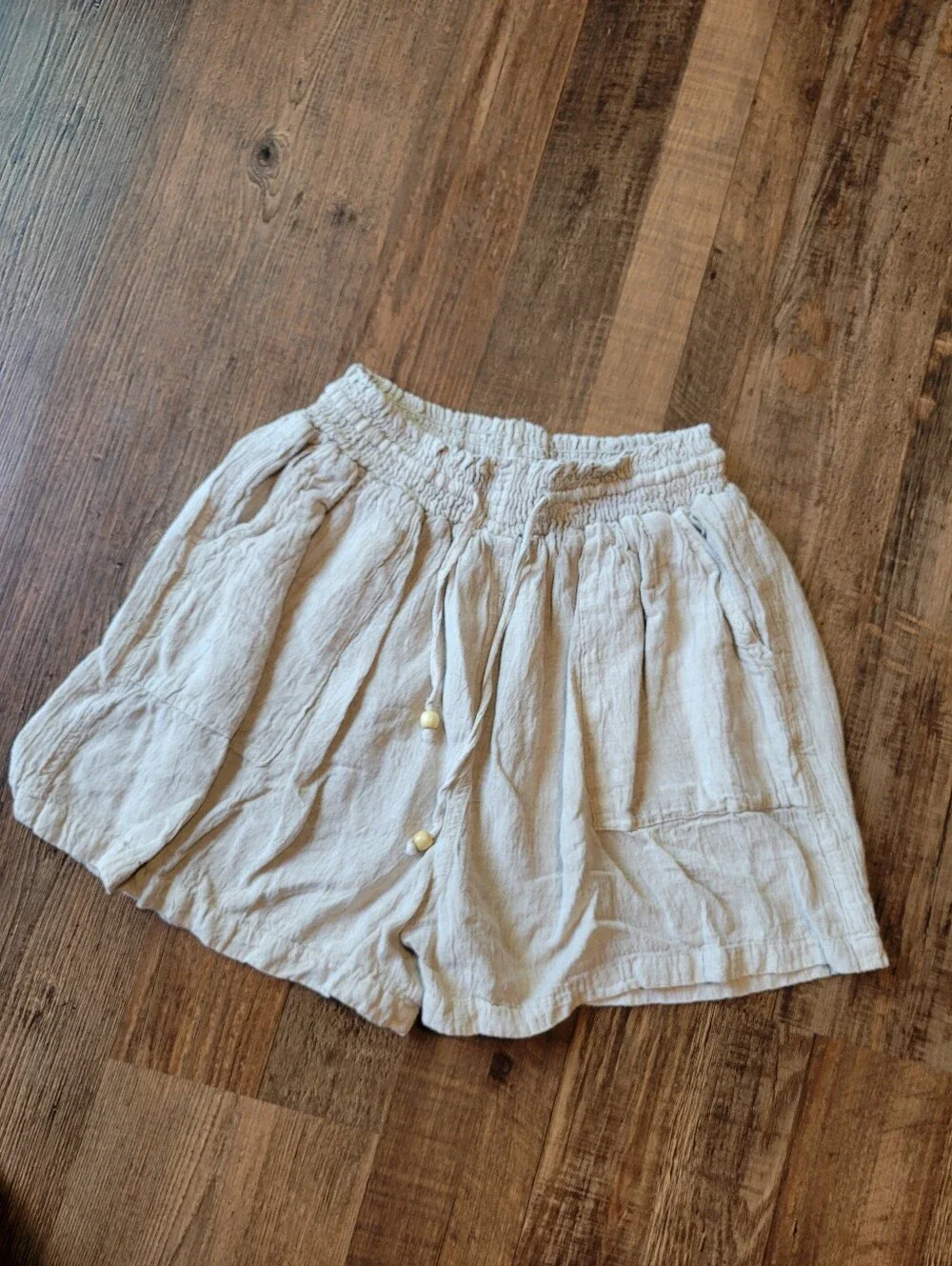 Raya Sun Linen Cotton Cream Tan Shorts